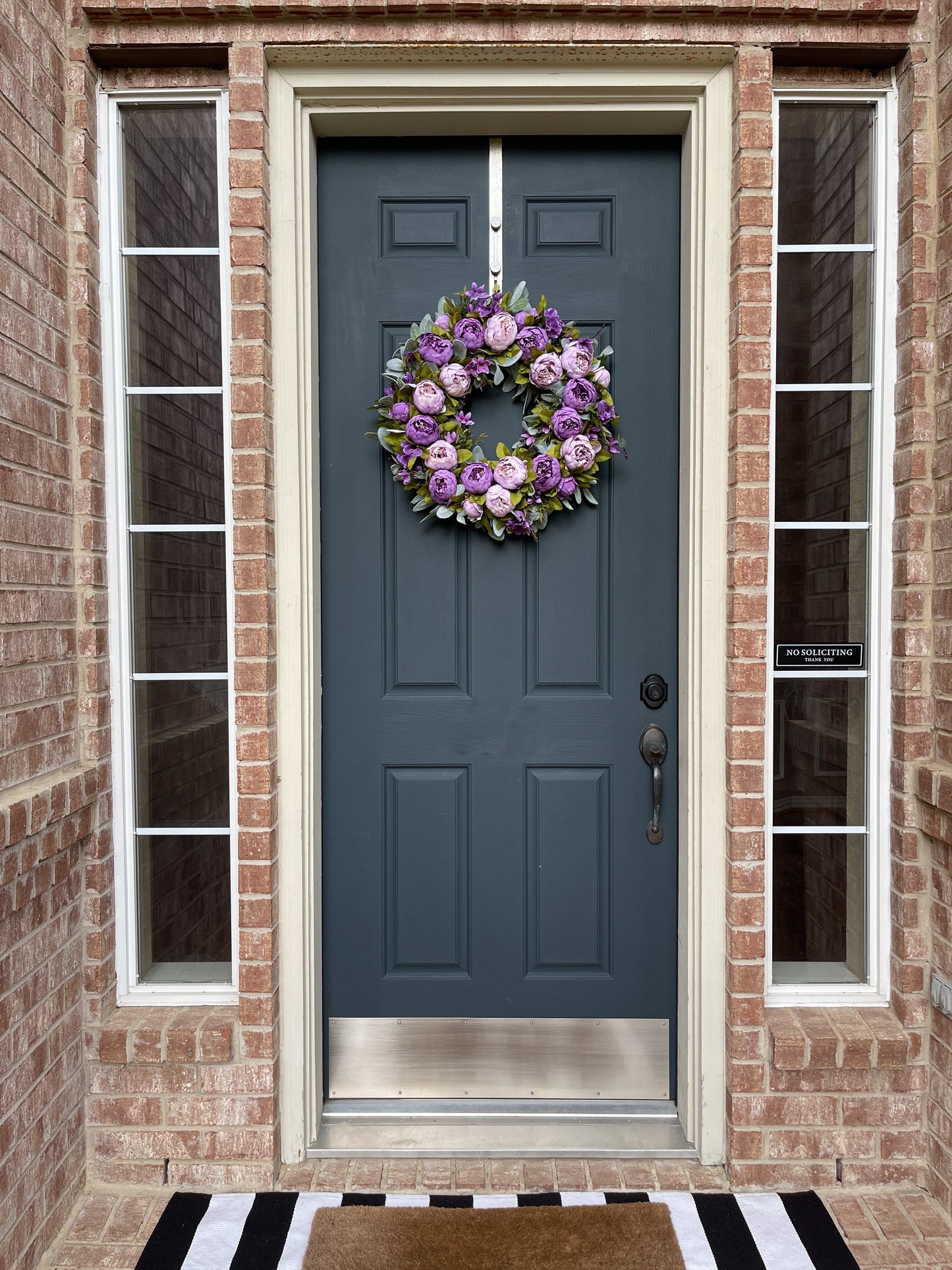 Purple Peony & Lambs Ear Wreath