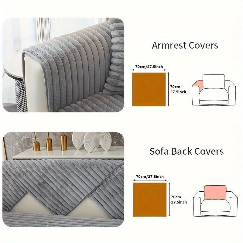 Luxurious Rabbit Fur Sofa Slipcover | Non-Slip Light Grey for dog use