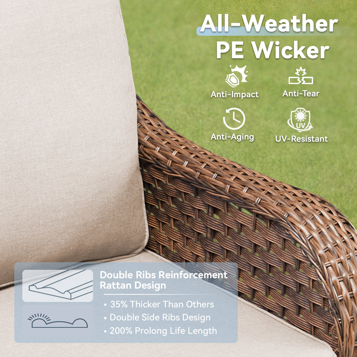 Patio Wicker Rocking Swivel Glider Chairs Set of 2