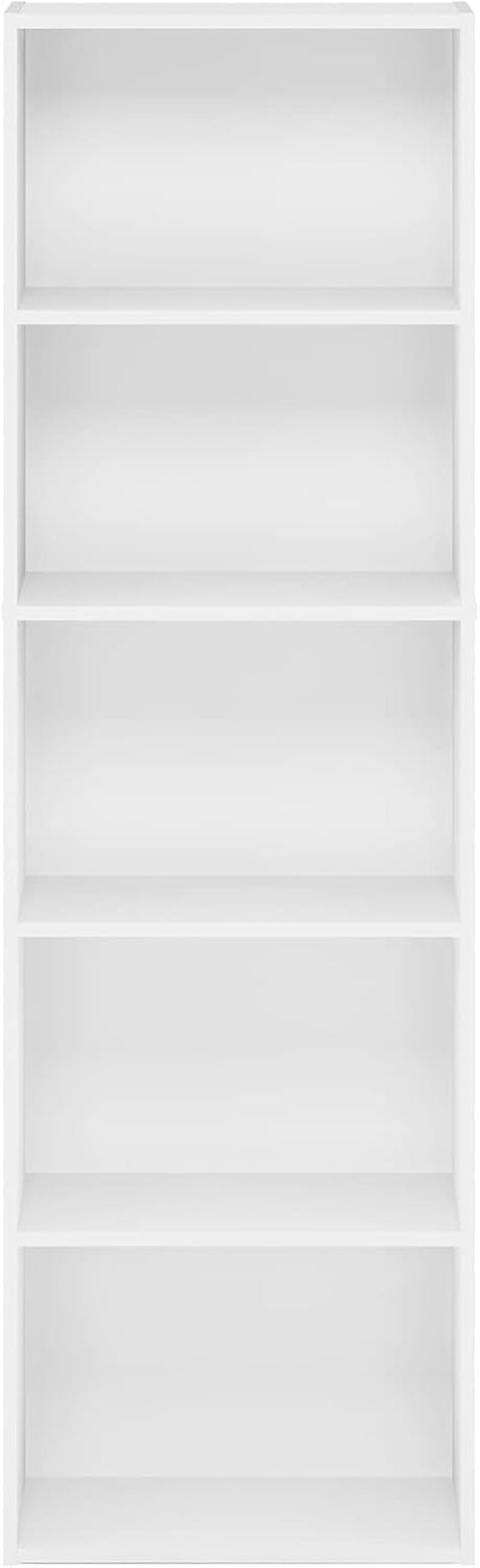 White 5 Tier Bookcase Storage Shelf For Living Room