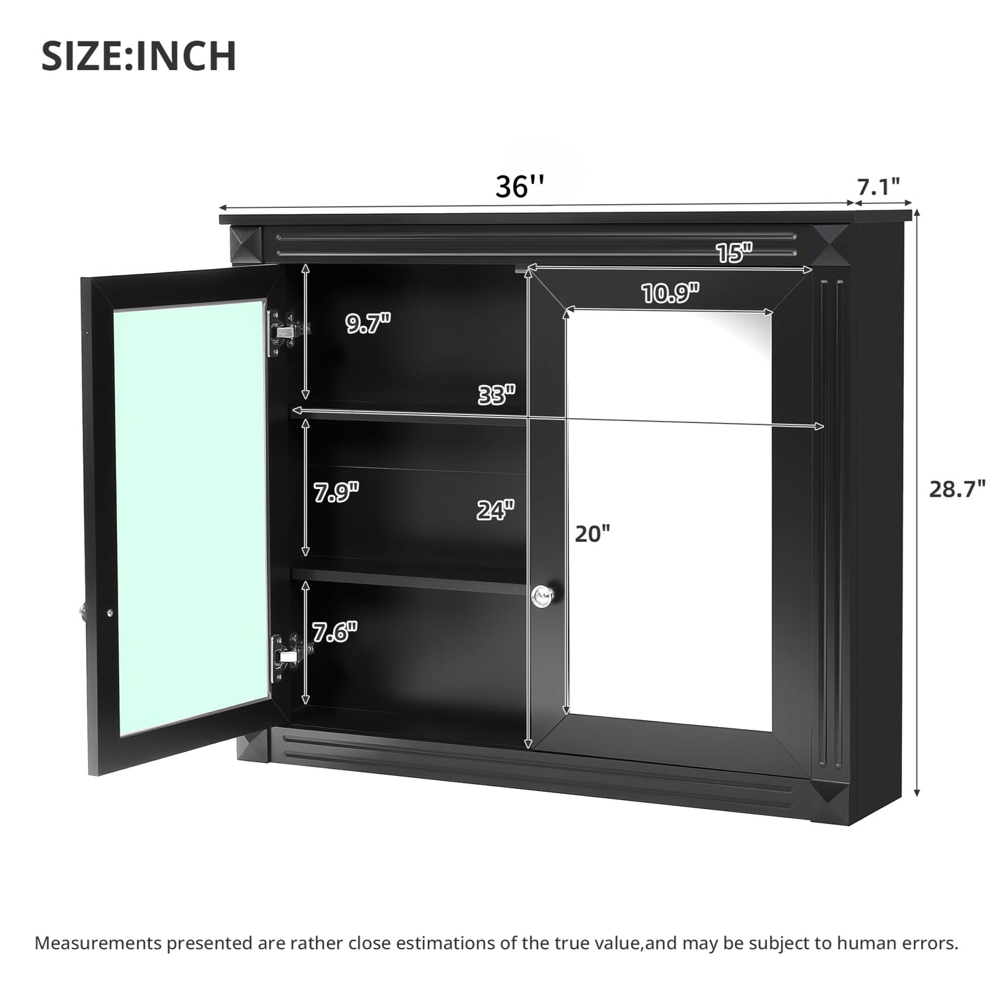 36'' x 28'' Modern Medicine Cabinet with Mirrors