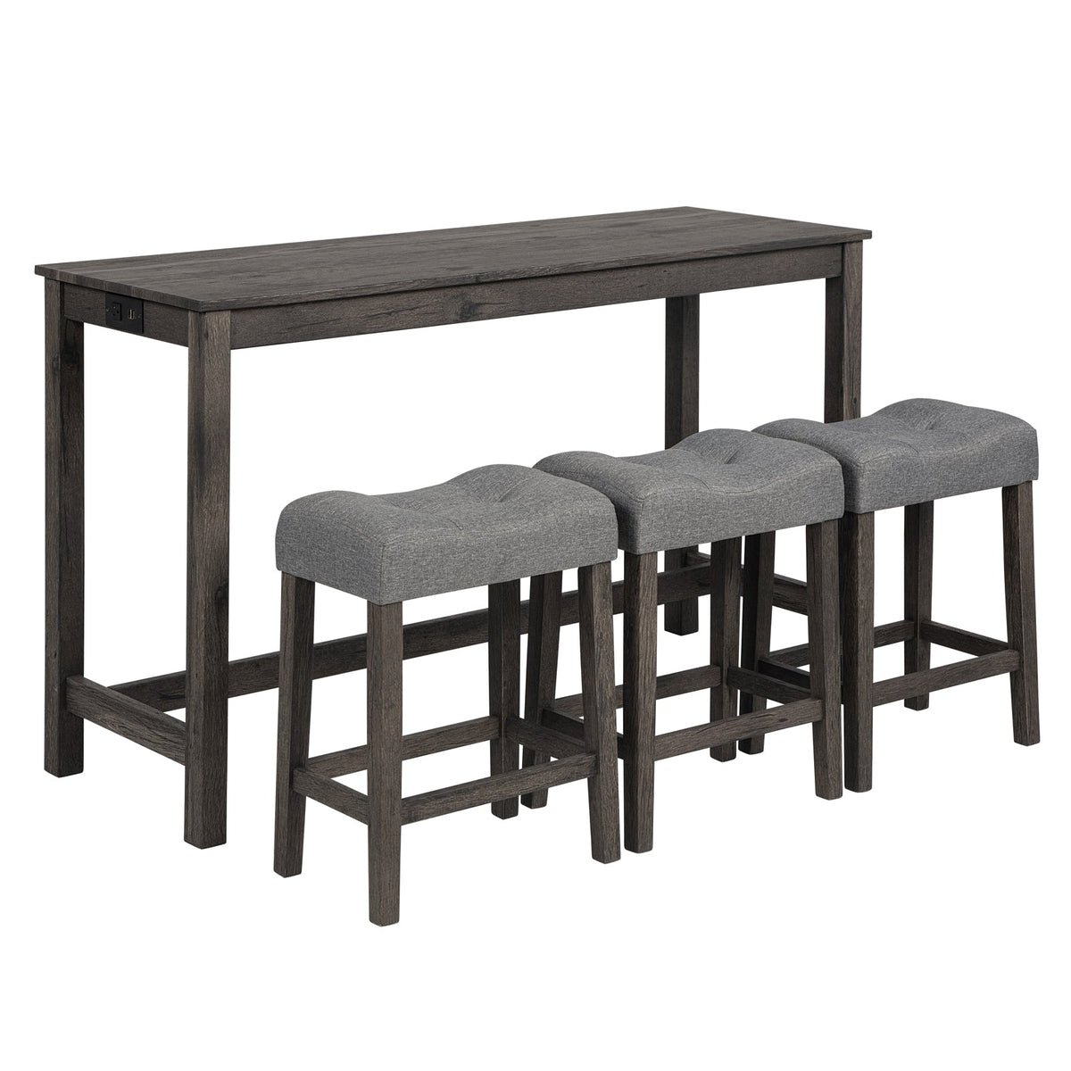 4 Piece Bar Table Set with Power Outlet