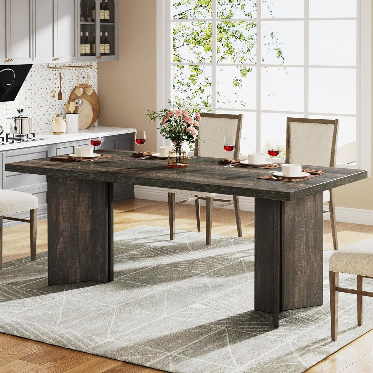 63” Farmhouse Dining Table for 4–6 People