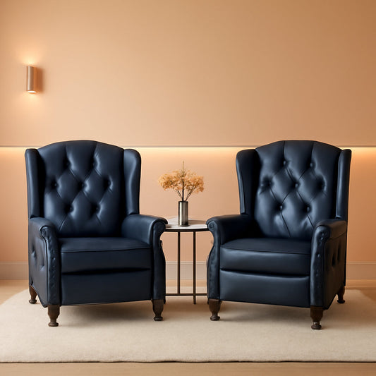 Wingback Recliner Chair Massage And Heat Tufted PU Leather