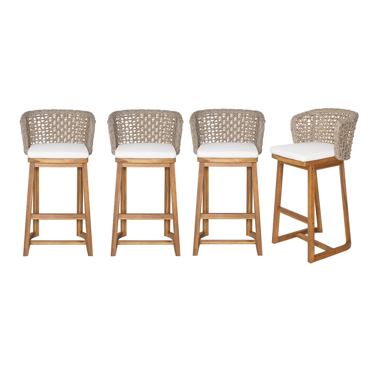 Outdoor Acacia Wood Bar Stools (4 PCS)