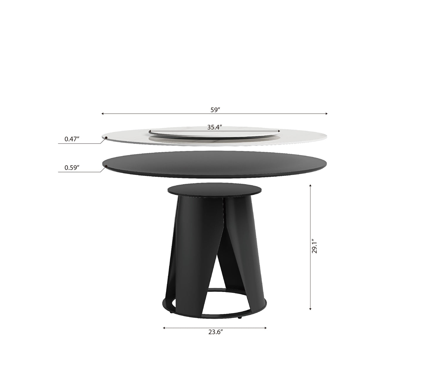 59" Modern Sintered Stone Dining Table