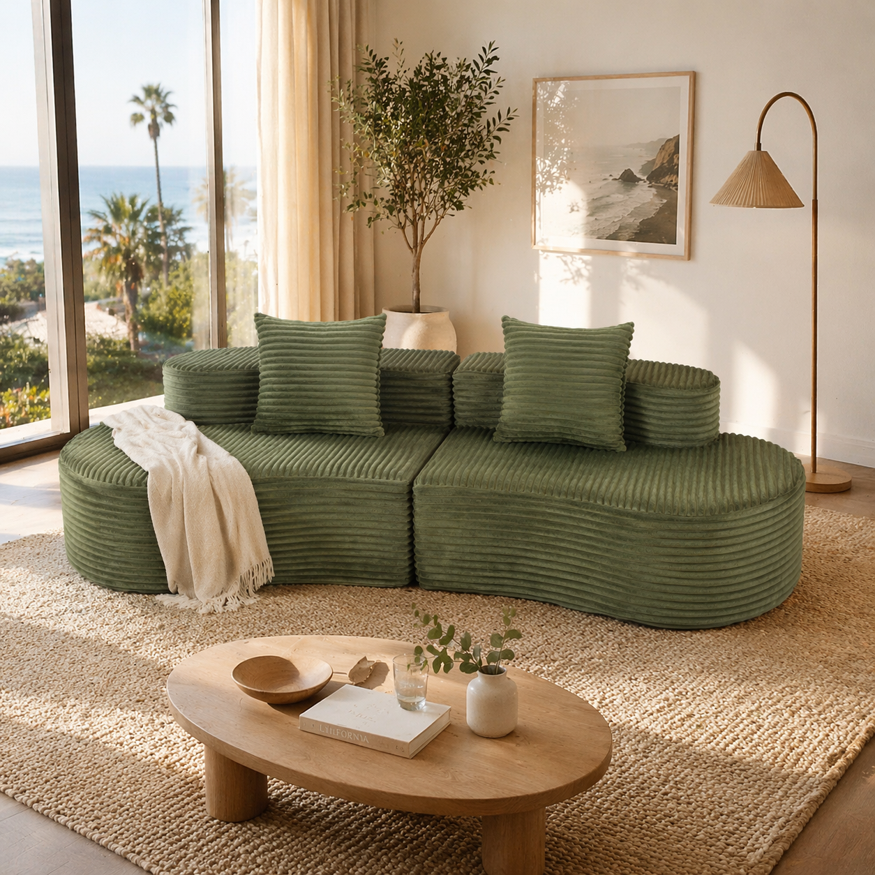 110.24" Fully Compressed Sofa in Corduroy