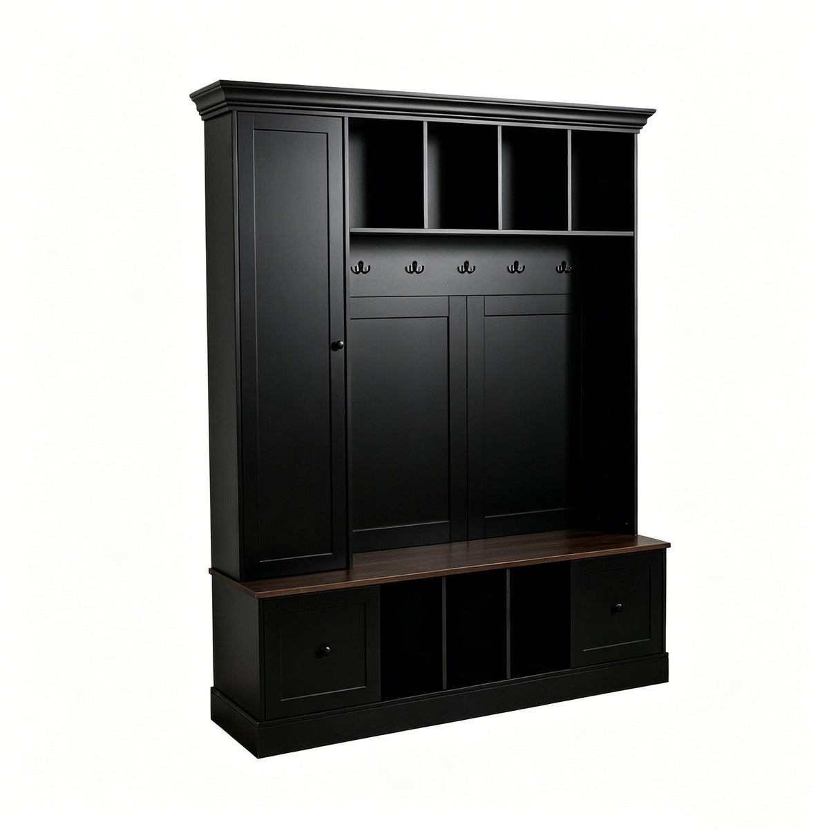 Vibe Haus 62.2''W Farmhouse Hall Tree with Shoe Storage Bench