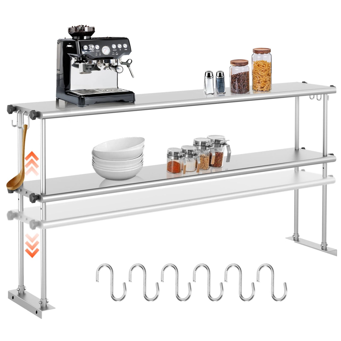 Stainless Steel Adjustable Kitchen Shelf - 60 Inch