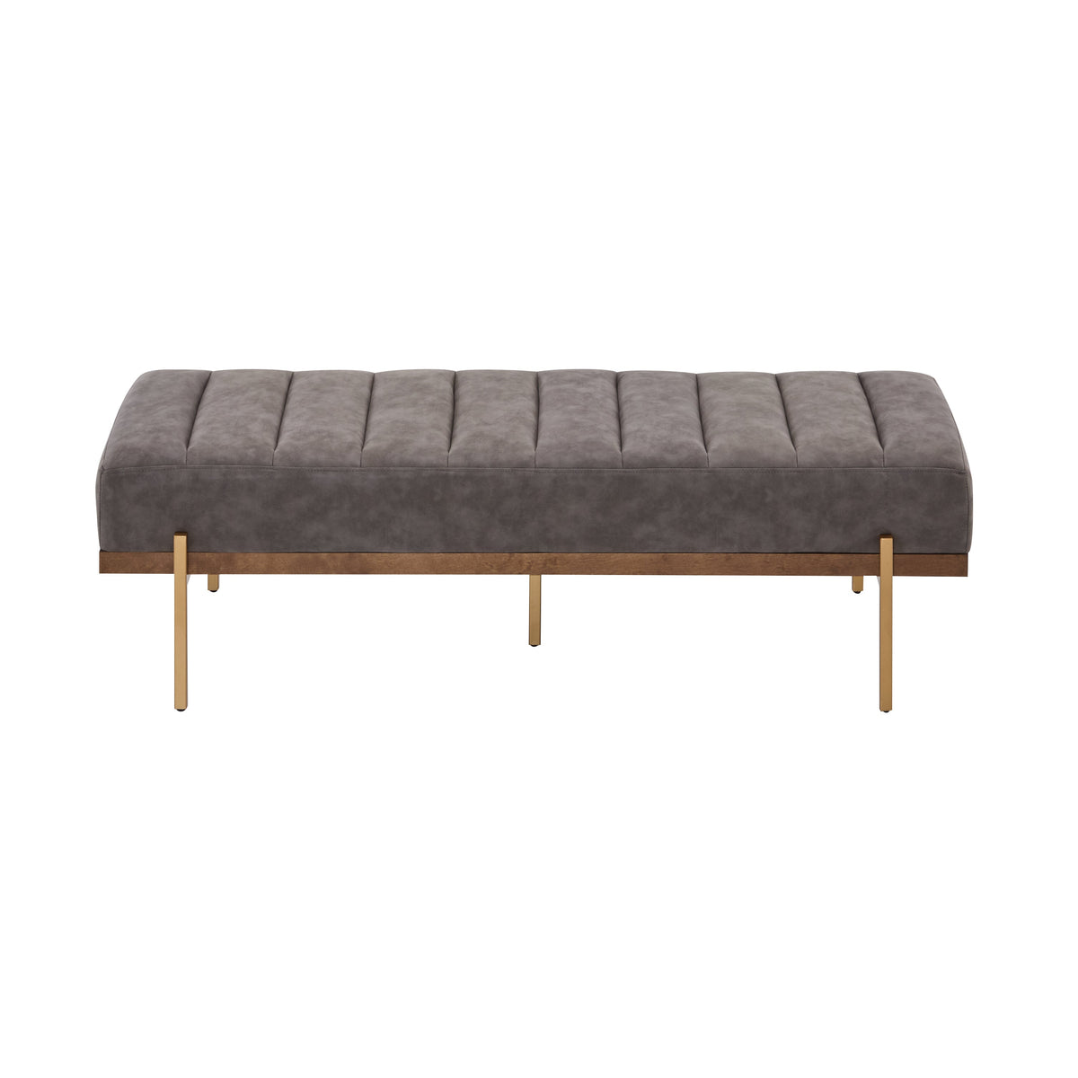 Upholstered Channel Tufted Ottoman Bench Seat