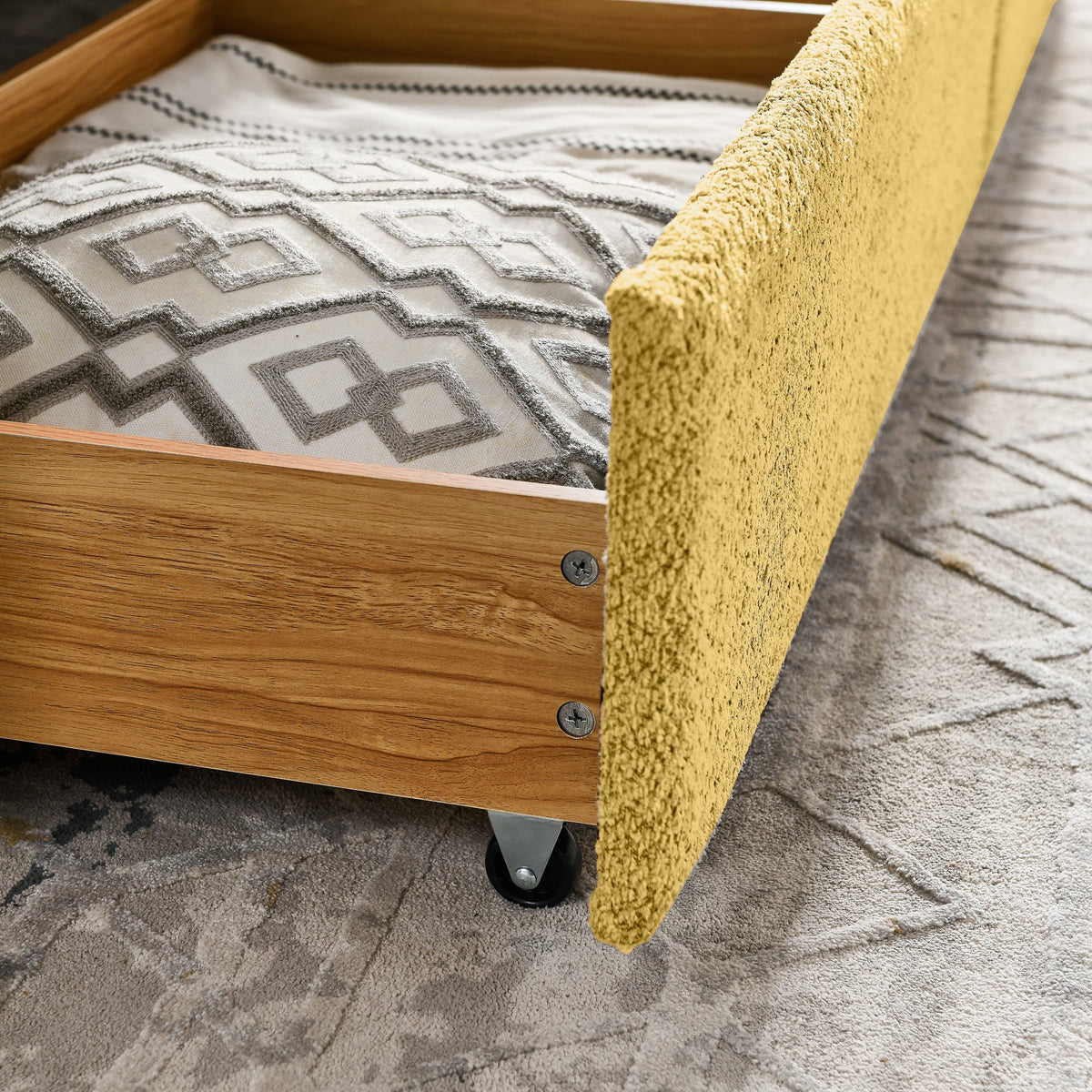Queen Size Daybed with Two Drawers Upholstered Tufted Sofa Bed