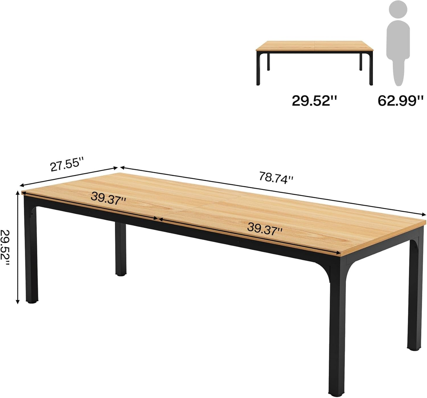78.7 Inch Extra Long Dual Workstation Desk For Two