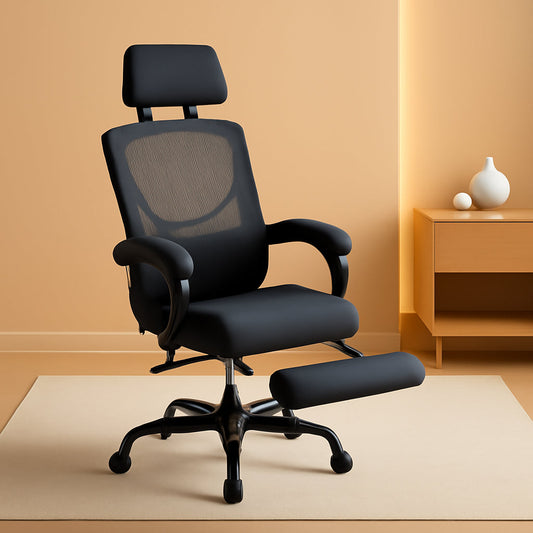 Black Ergonomic Office Desk Chair With Lumbar Support
