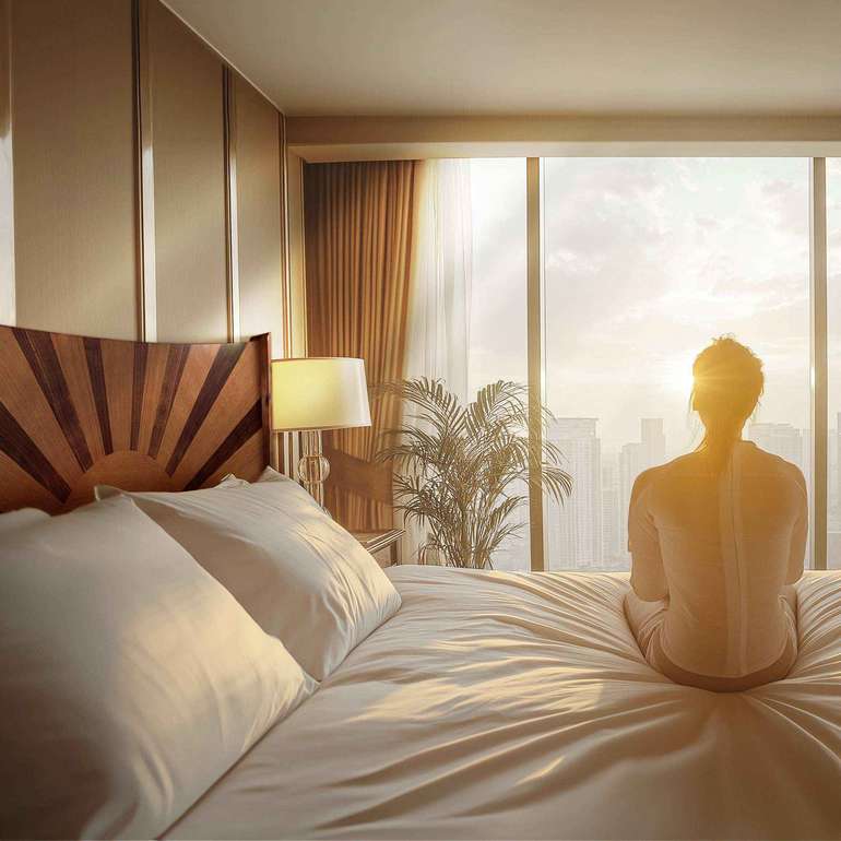 Rorns Sunset Platform Bed Frame With Headboard for Ultimate Bedroom Style