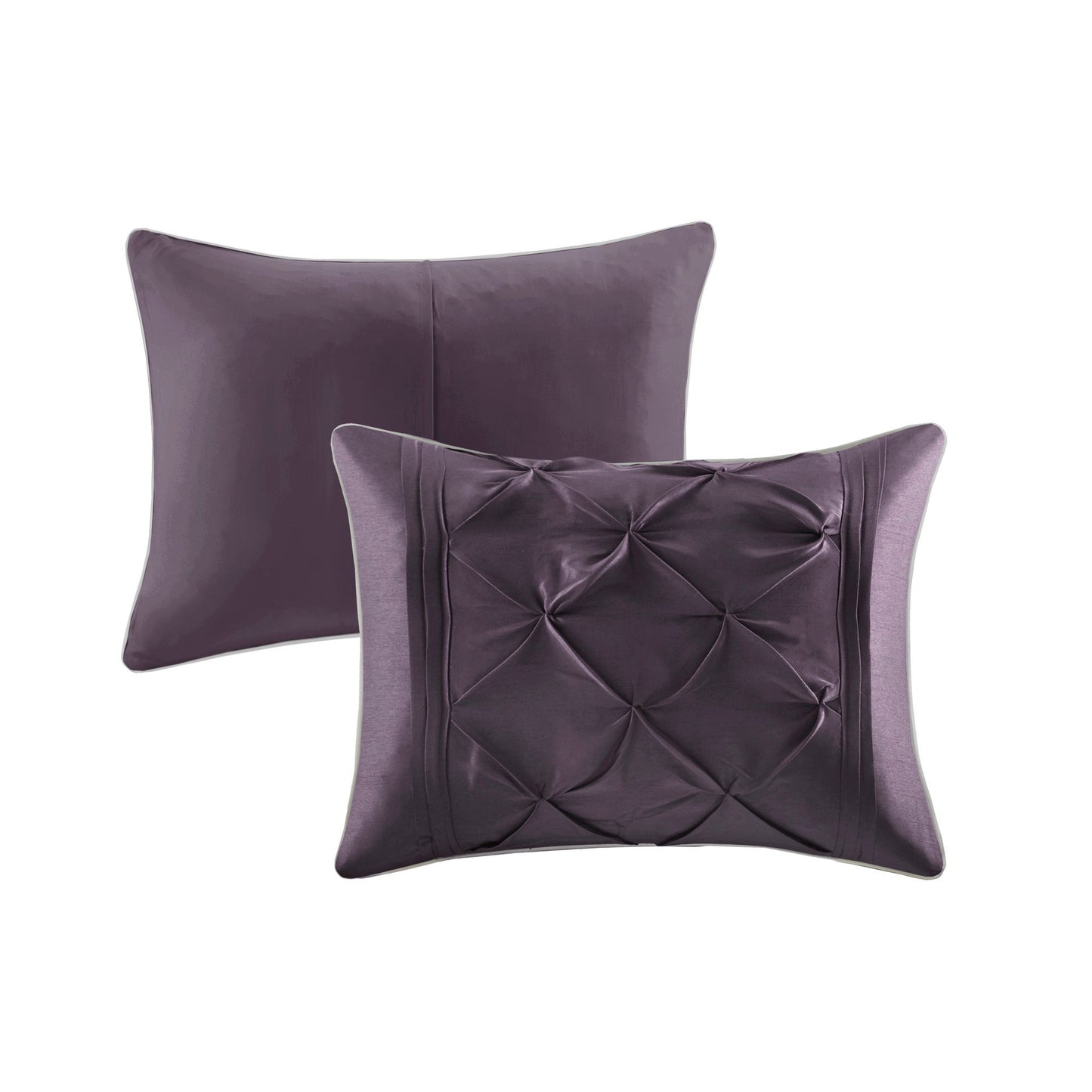 7-Piece Queen 100% Polyester Pieced Pleated Tufted Comforter Set