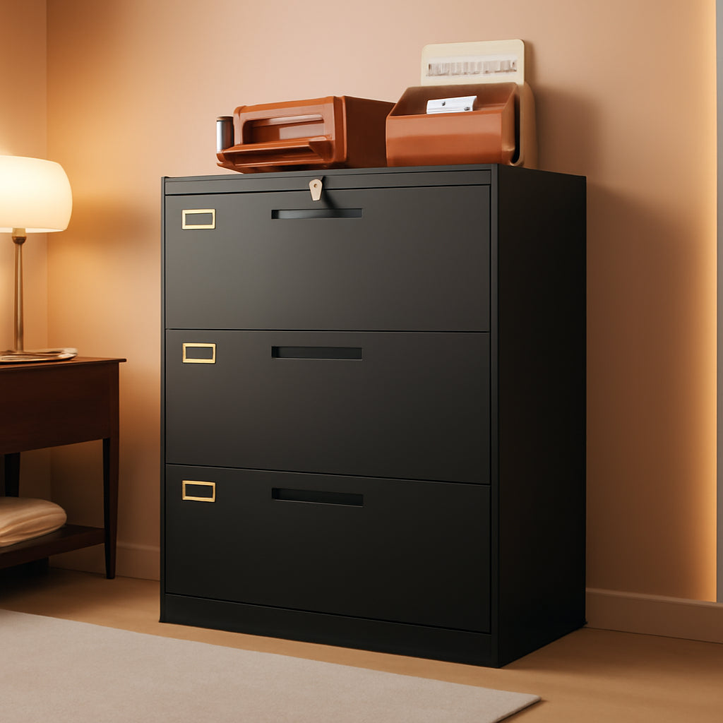Lateral File Cabinet With Lock 3 Drawer For Legal Letter A4