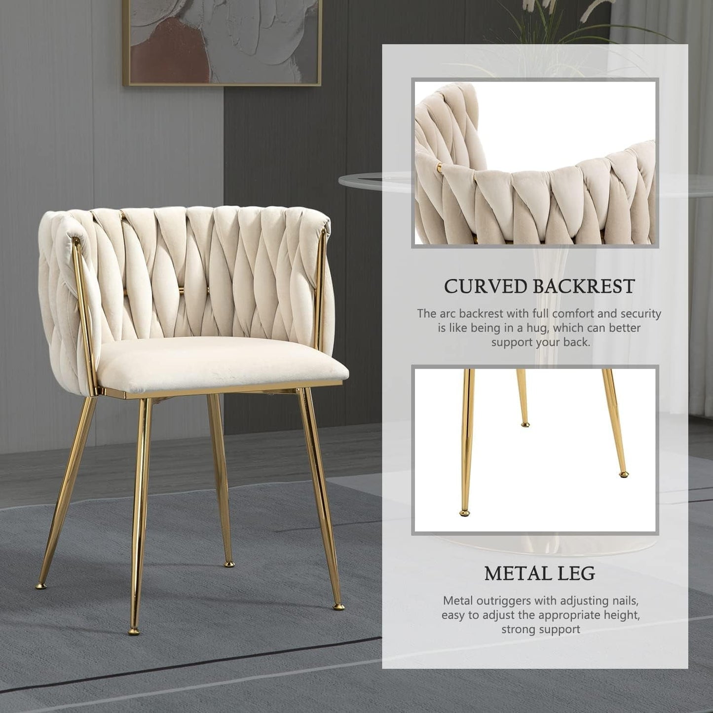 Velvet Dining Chairs With Gold Metal Legs Tufted Modern Wingback Set Of 4