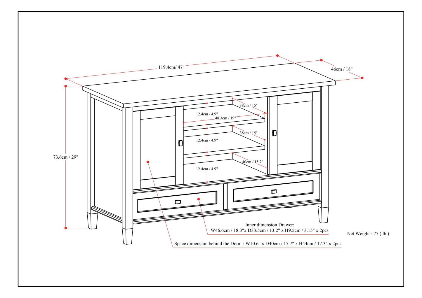 Warm Shaker - TV Media Stand - Tobacco Brown