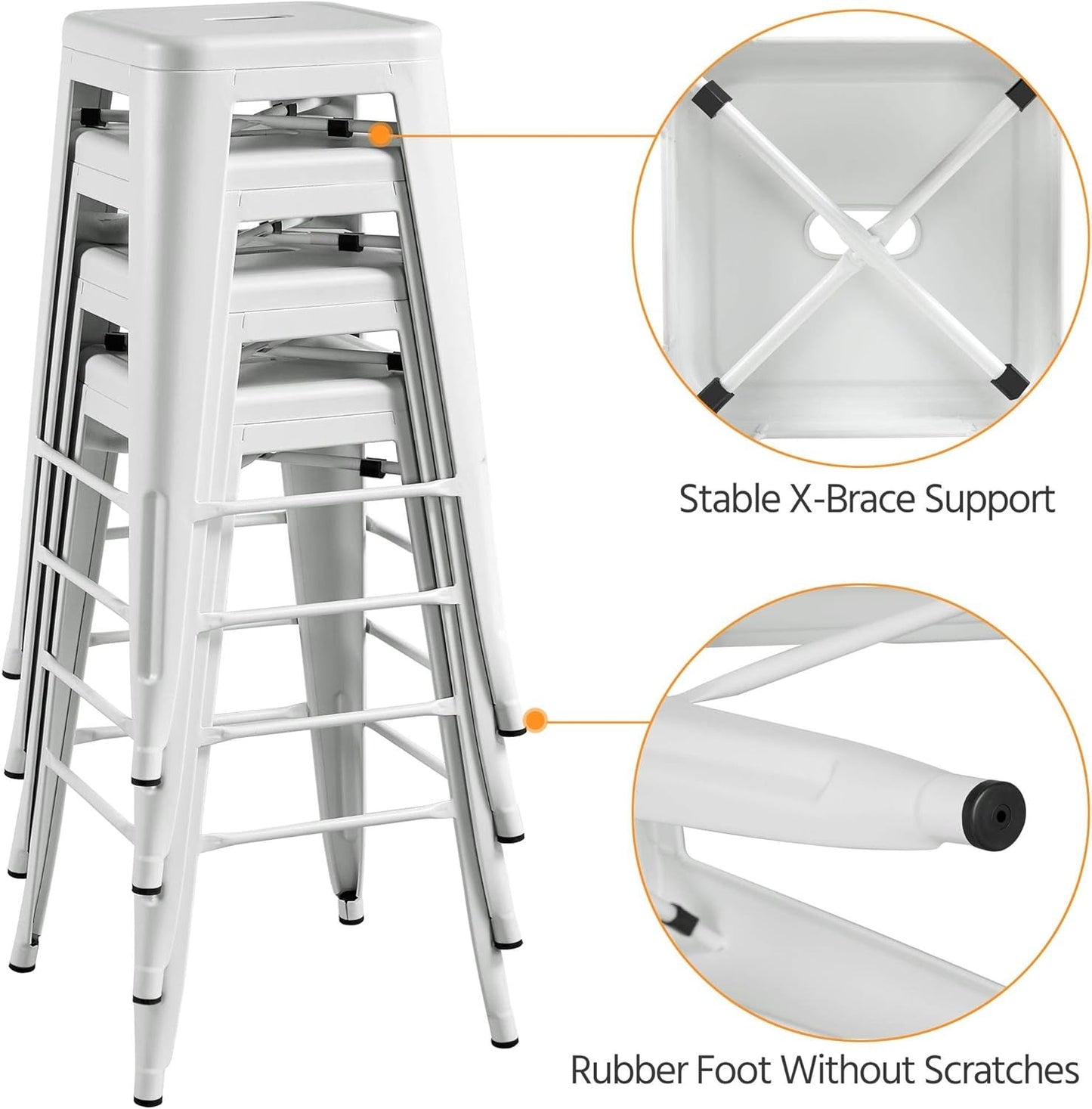 30 Inch Stacking Metal Bar Stool Indoor Outdoor Use