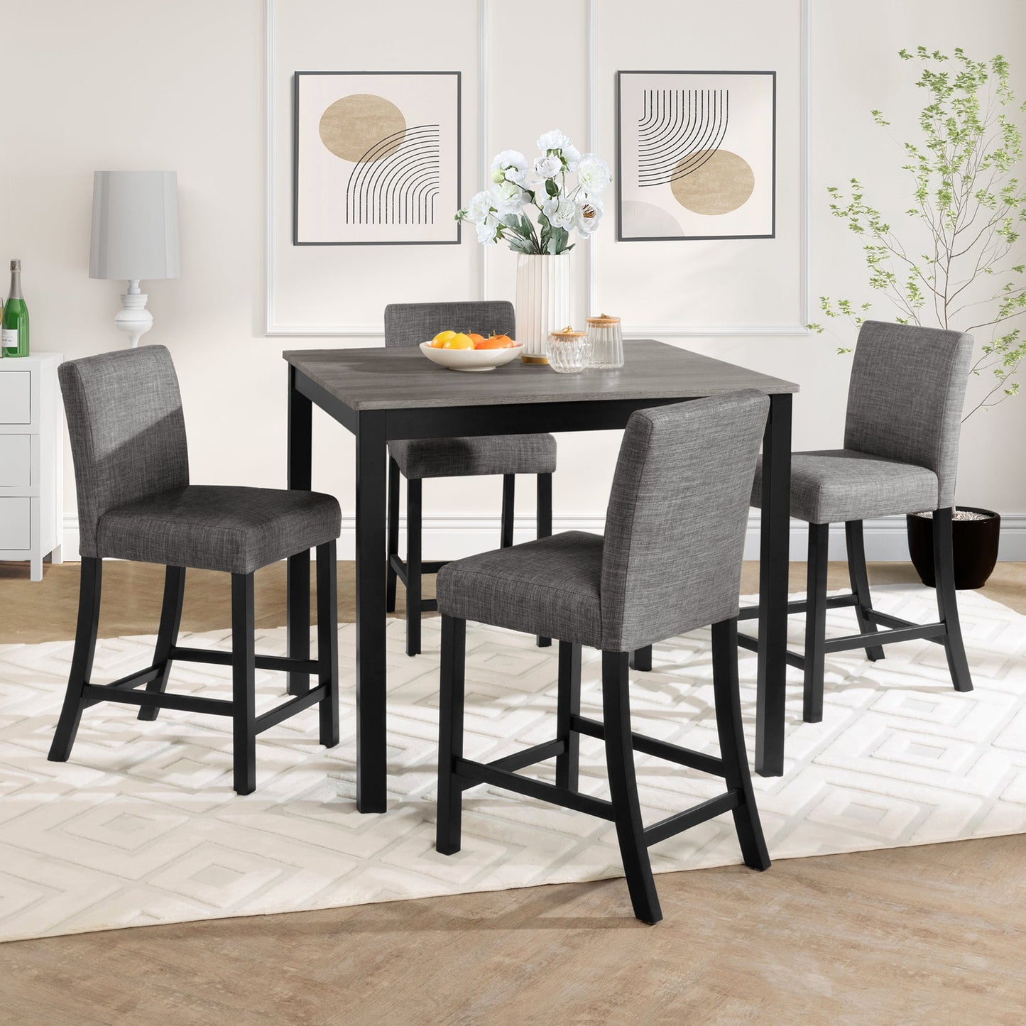 5-Piece Counter Height Table Set with 4 Chairs