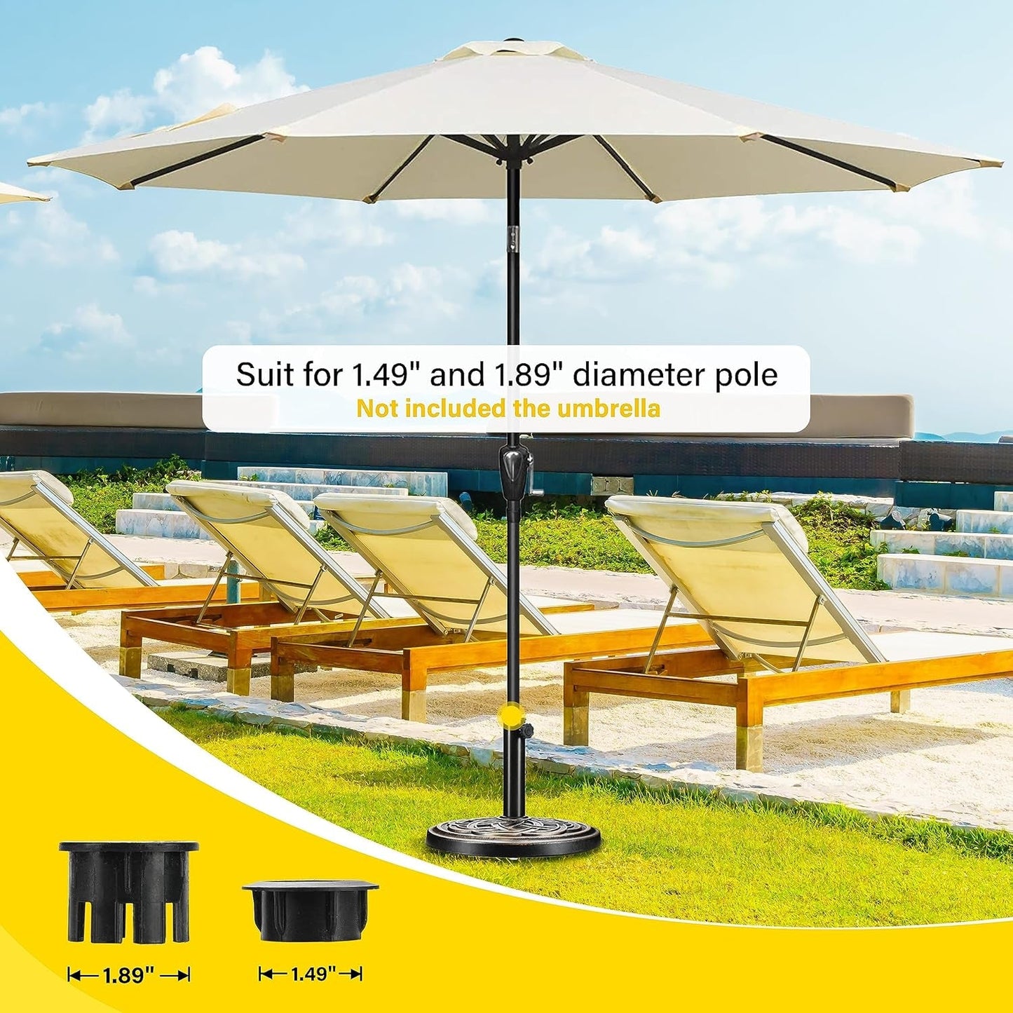 Heavy Duty 24 Pound Bronze Umbrella Base Patio Garden Stand For Outdoor Market Umbrellas