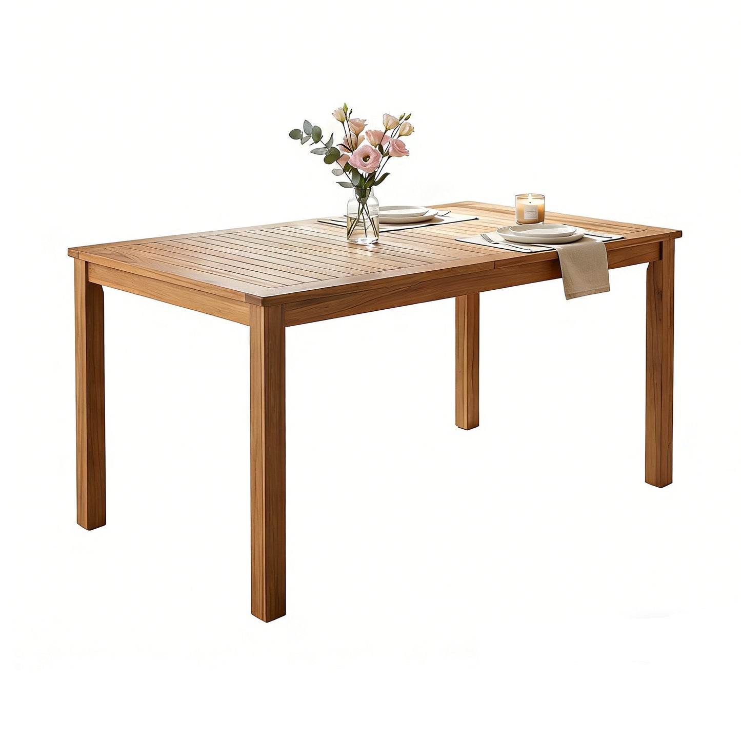 TOPMAX Patio Wooden Dining Table, Outdoor 67"L Rectangular Table