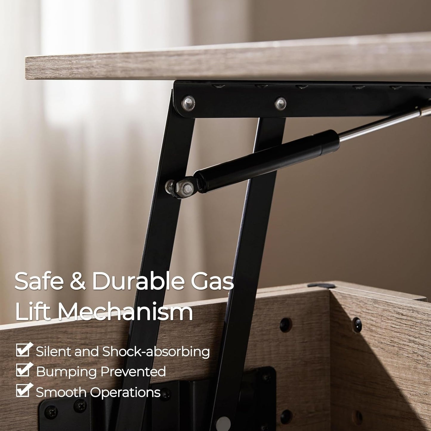 Lift Top Coffee Table With Hidden Compartment Grey