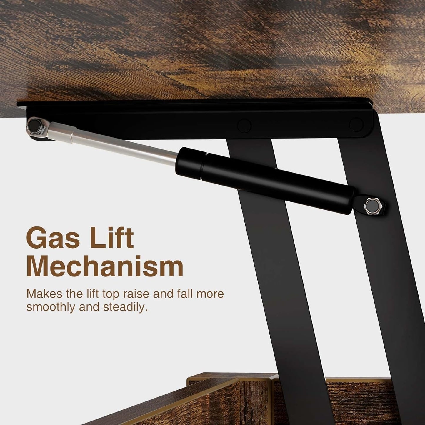 Rustic Brown Lift Top Coffee Table With Hidden Storage