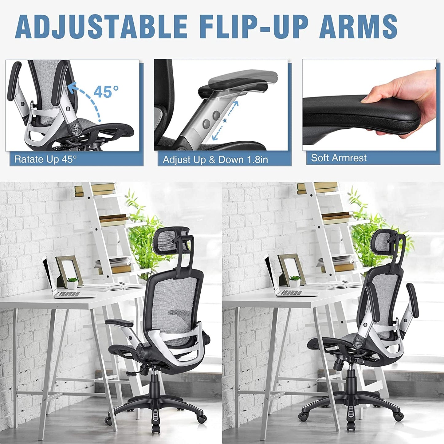 Ergonomic Adjustable High Back Mesh Office Chair Grey