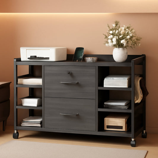 44 Inch 2 Drawer File Cabinet Grey With Lock For Office