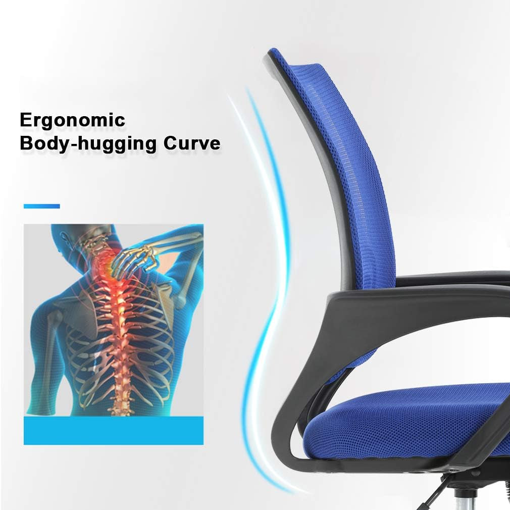 Blue Ergonomic Mesh Office Chair With Lumbar Support