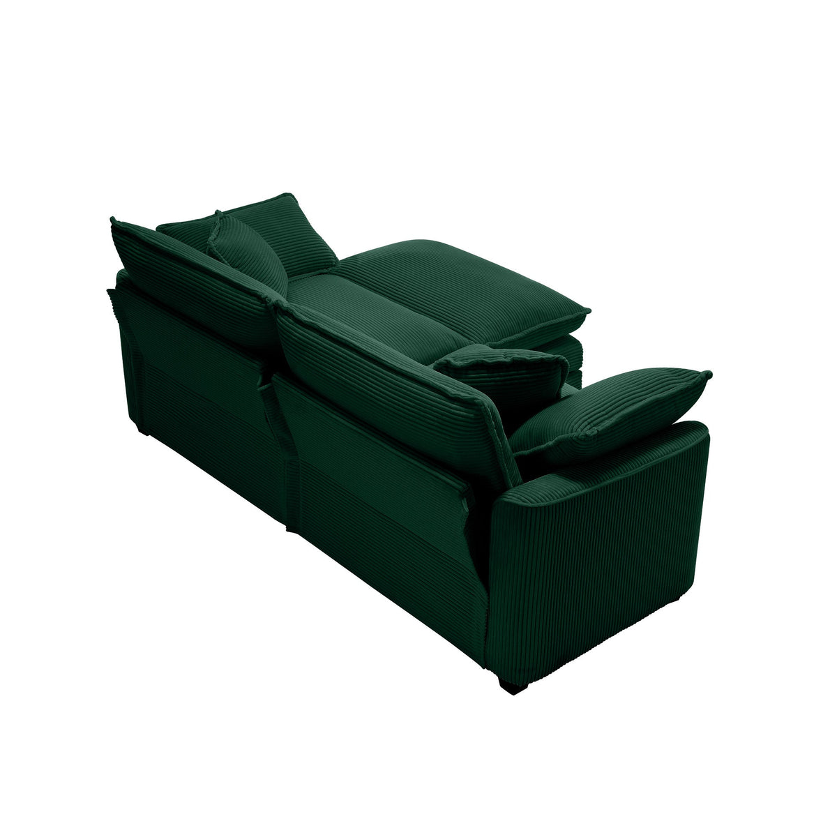 Corduroy Two-Seater Sofa with Ottoman