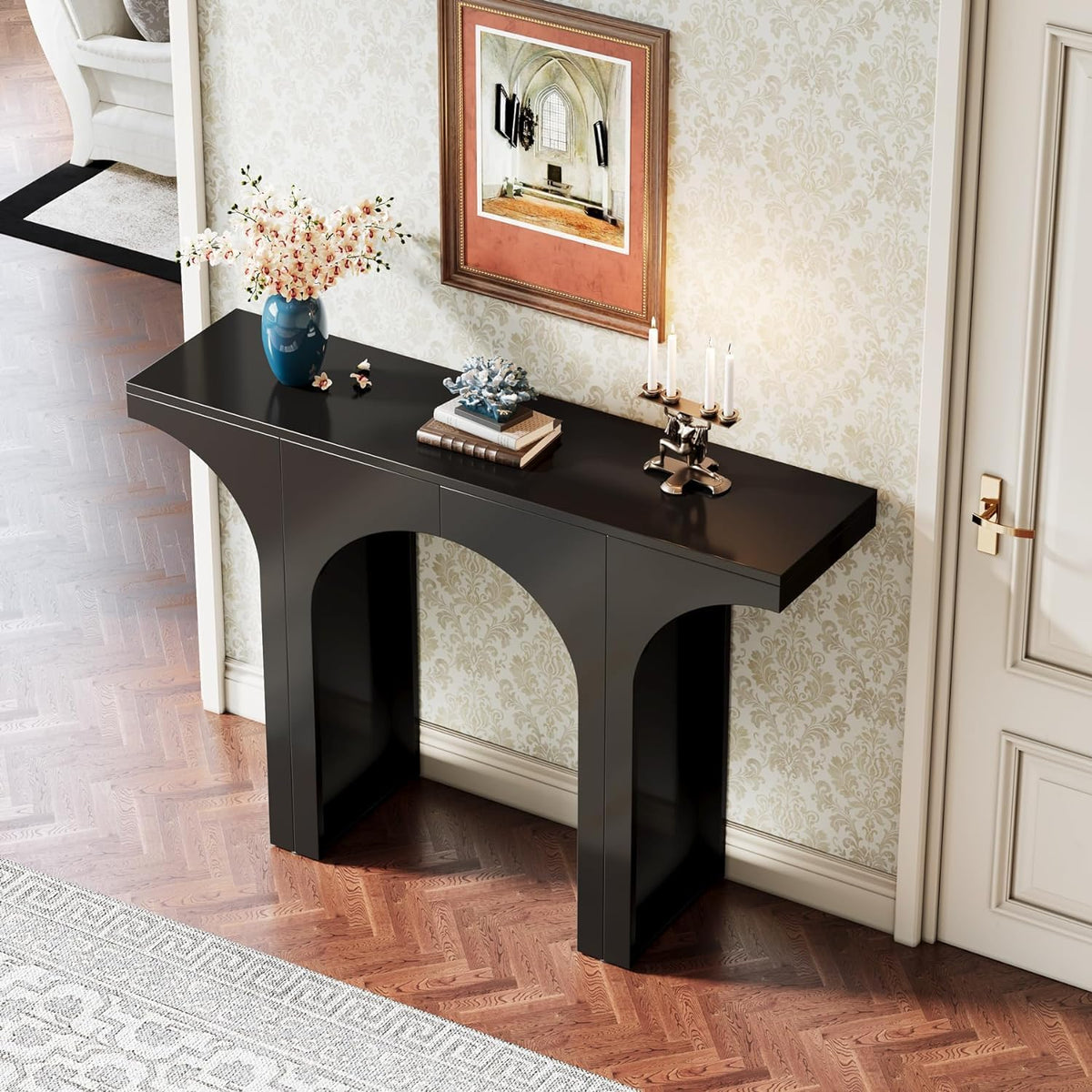 47-Inch Modern Black Console Table