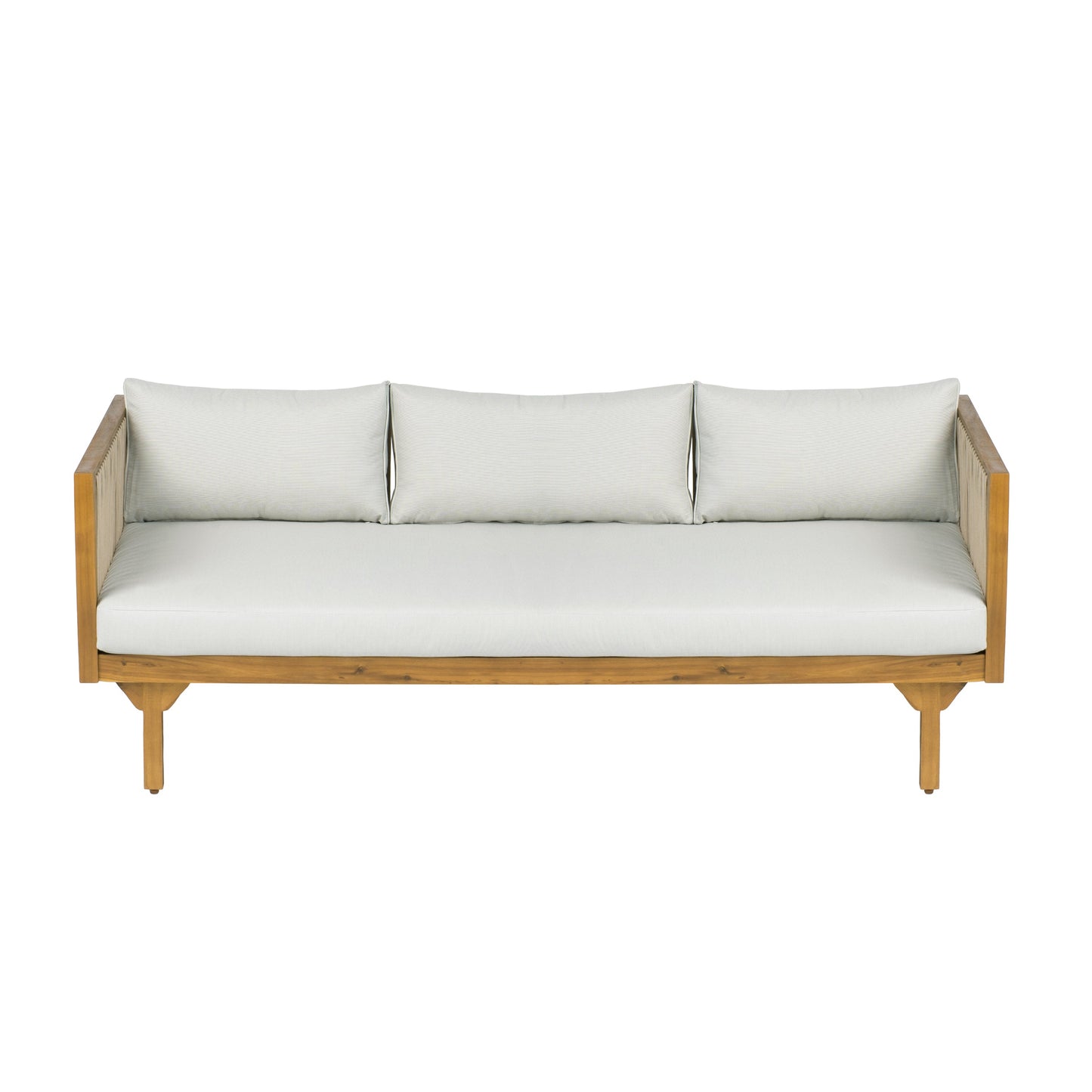 Outdoor Patio Sofa with Acacia Wood and Rope Design