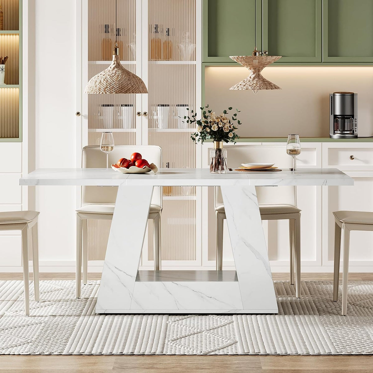 63" Modern Rectangular Dining Table for 4 to 6 People