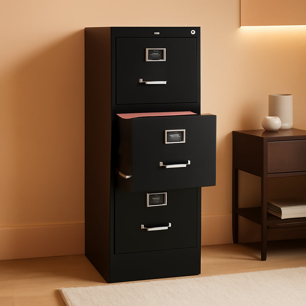 Hirsh 25 Deep 4 Drawer Vertical File Cabinet Black