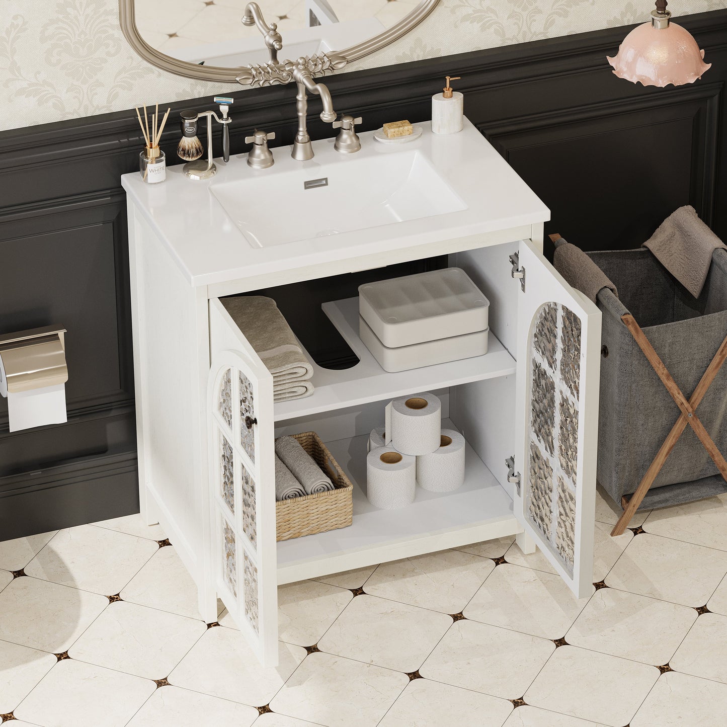 30 Inches Bathroom Vanity with Ceramic Sink