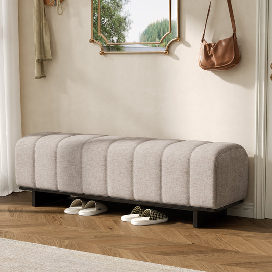 Indoor Dining Bench in Oatmeal Chenille