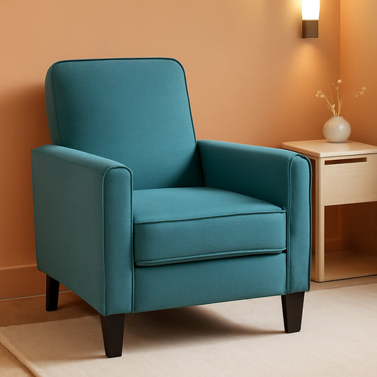 Dark Teal Fabric Recliner Club Chair 26.75W 36.25H