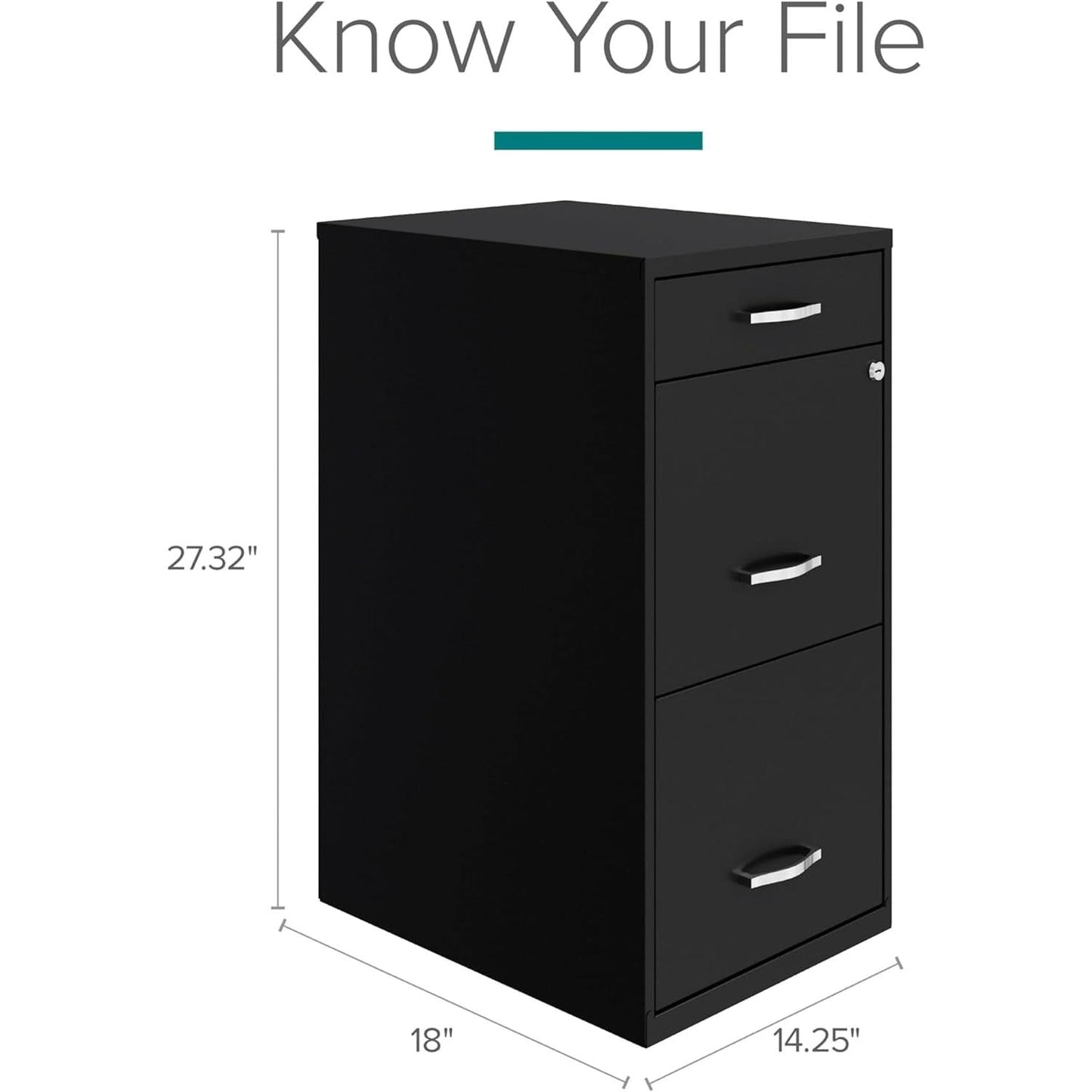 Locking 3 Drawer File Cabinet For Home Office Storage