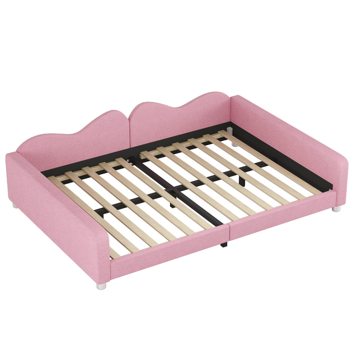 Full Size Upholstered Daybed with Cloud-Shaped Backrest