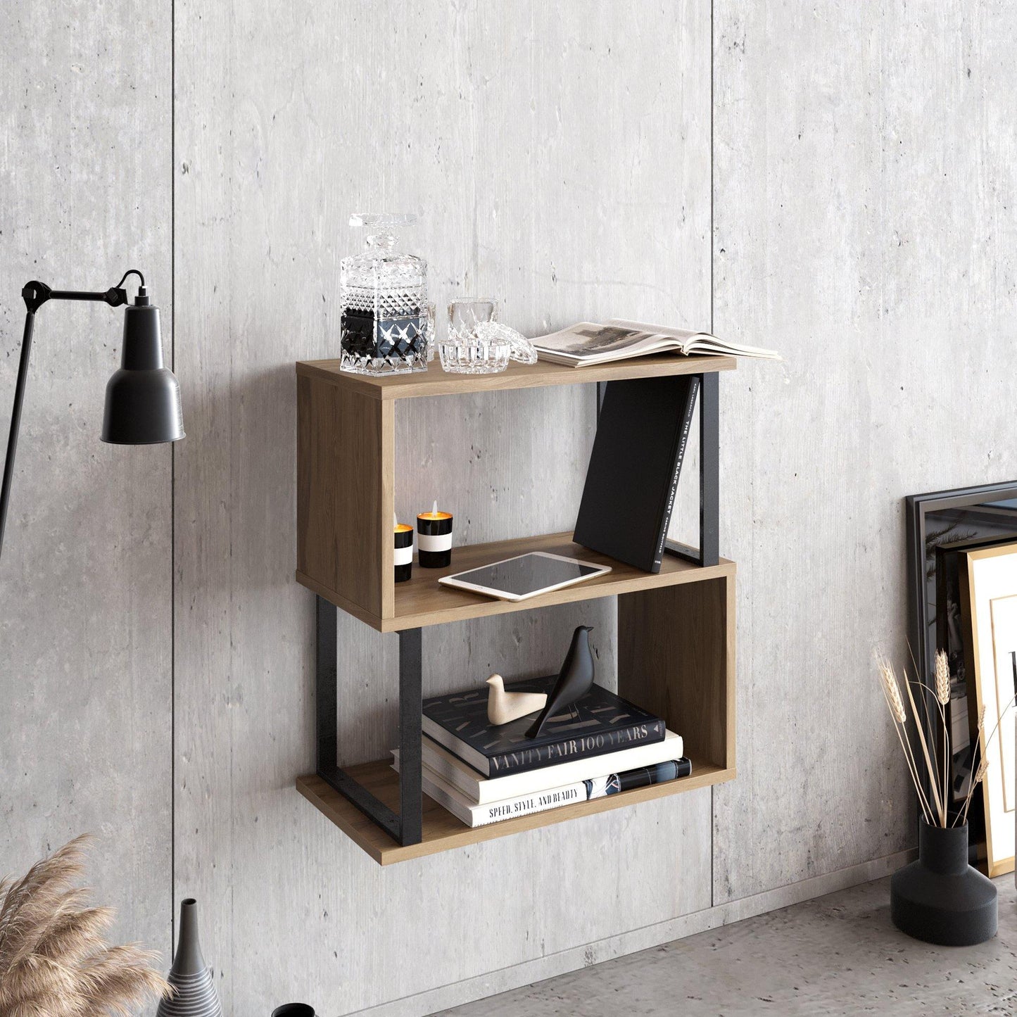 Lima 25'' Metal Wood Side End Table