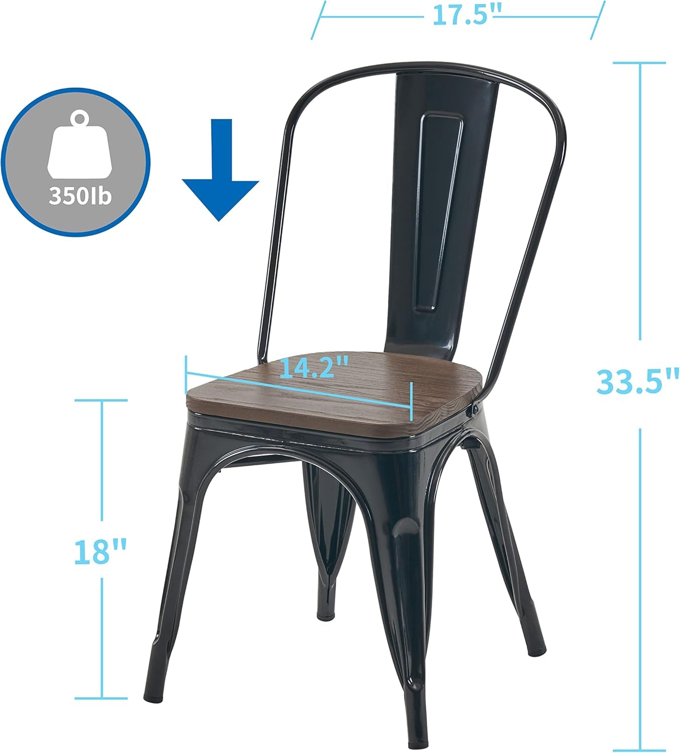 Stackable Metal Dining Chair 18 Inch For Kitchen Use