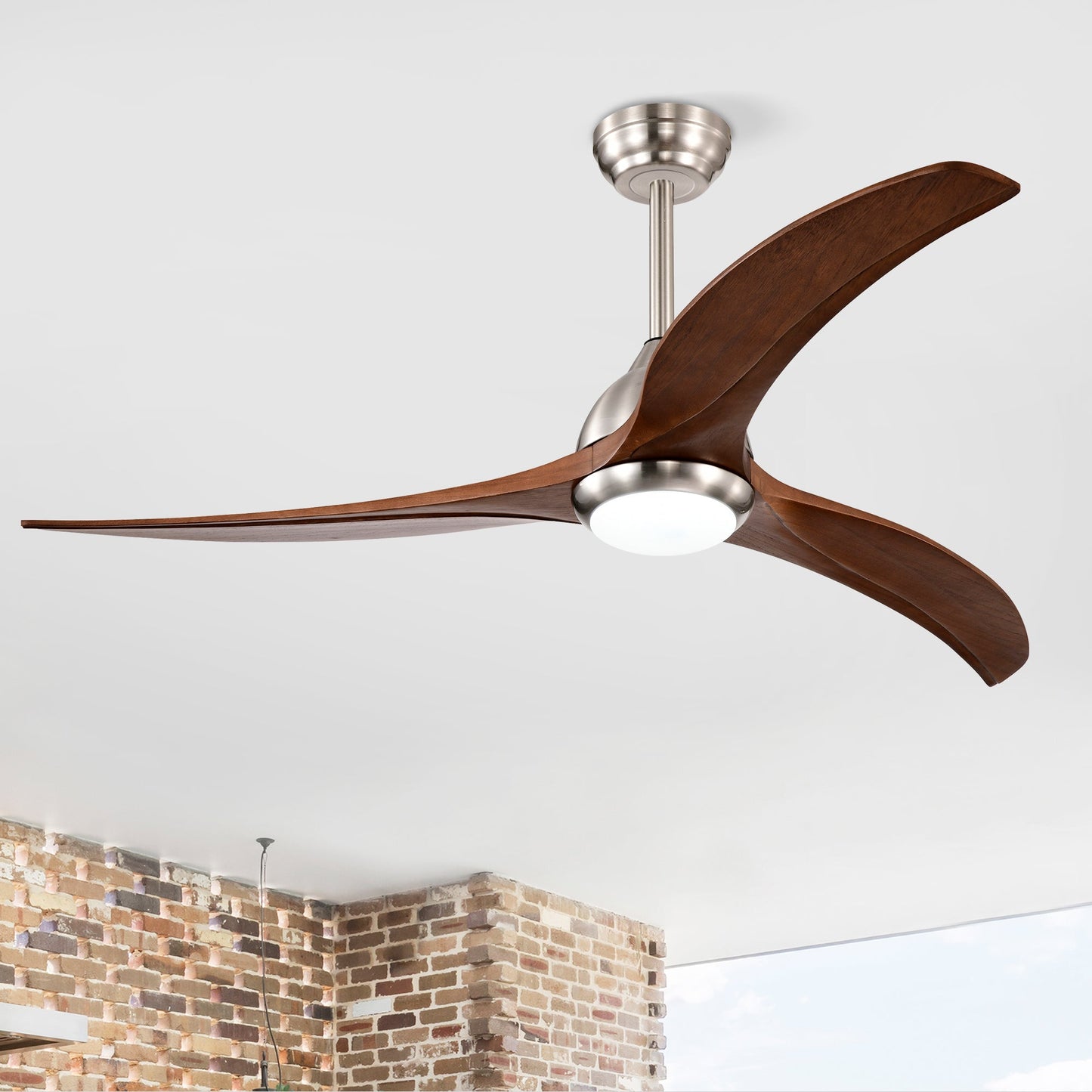 52" Solid Wood Blades Ceiling Fan With Light and Remote Control