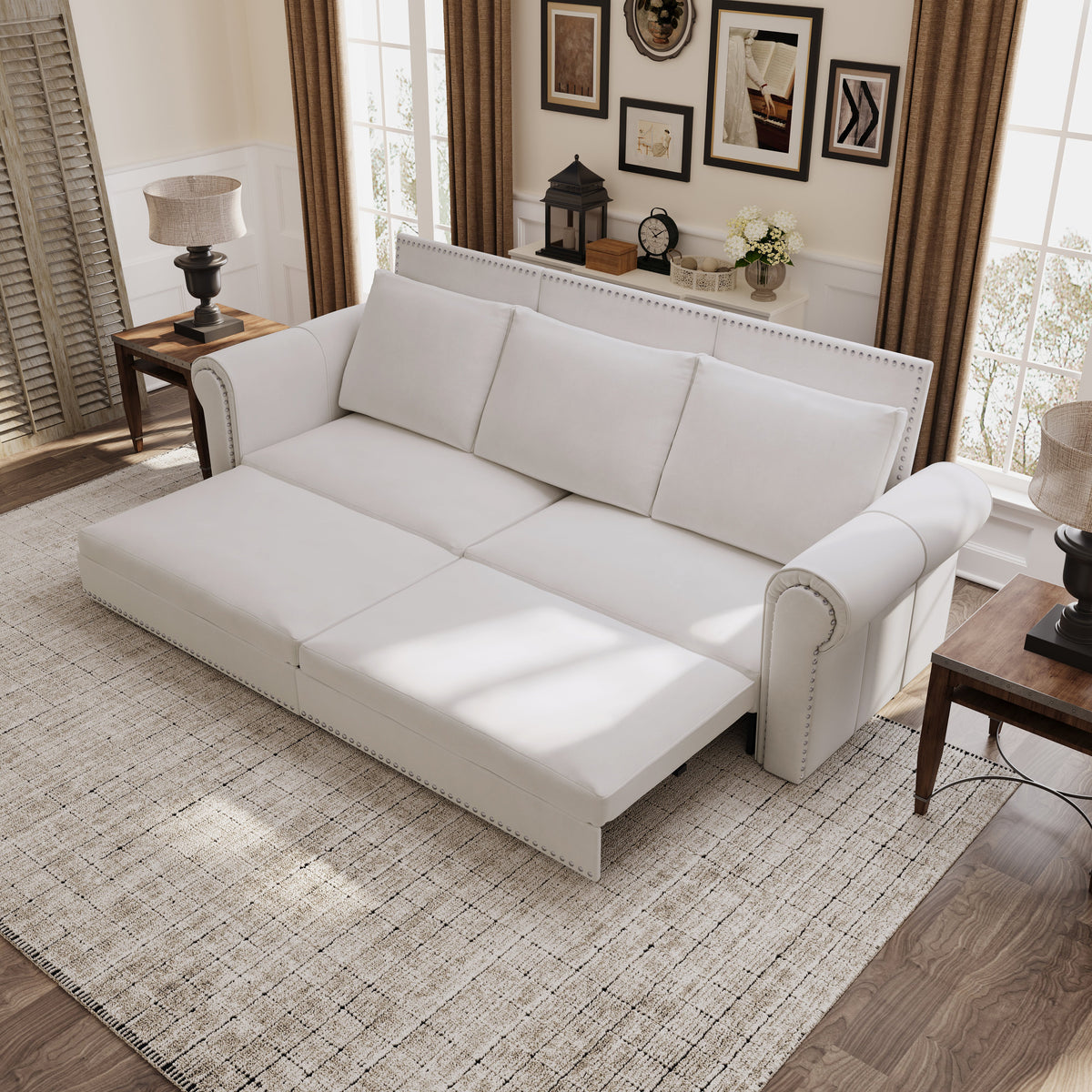 Chesterfield 3-in-1 Velvet Convertible Sleeper Sofa