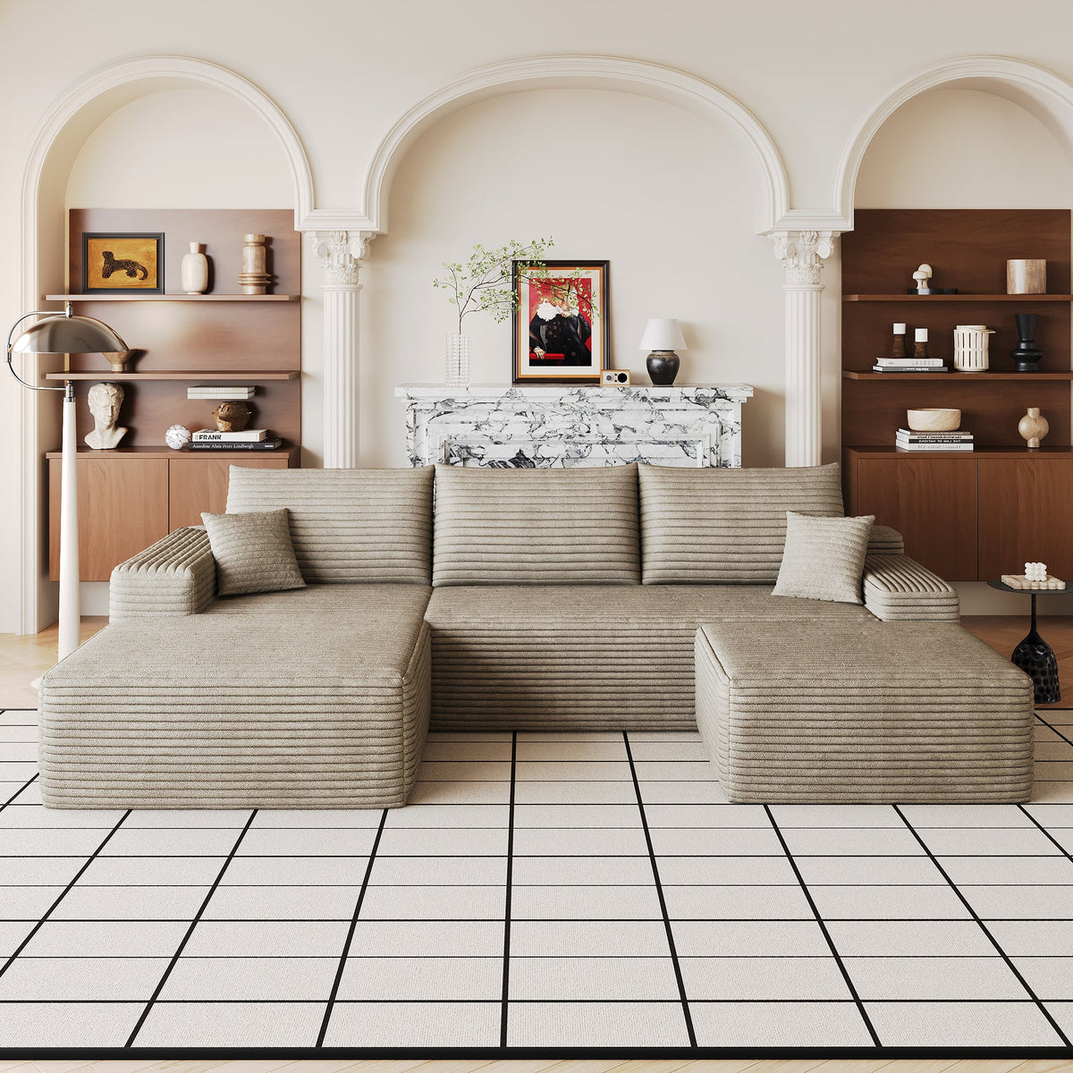 107" Cloud Sectional Sofa with Ottoman - Modern Minimalist Design