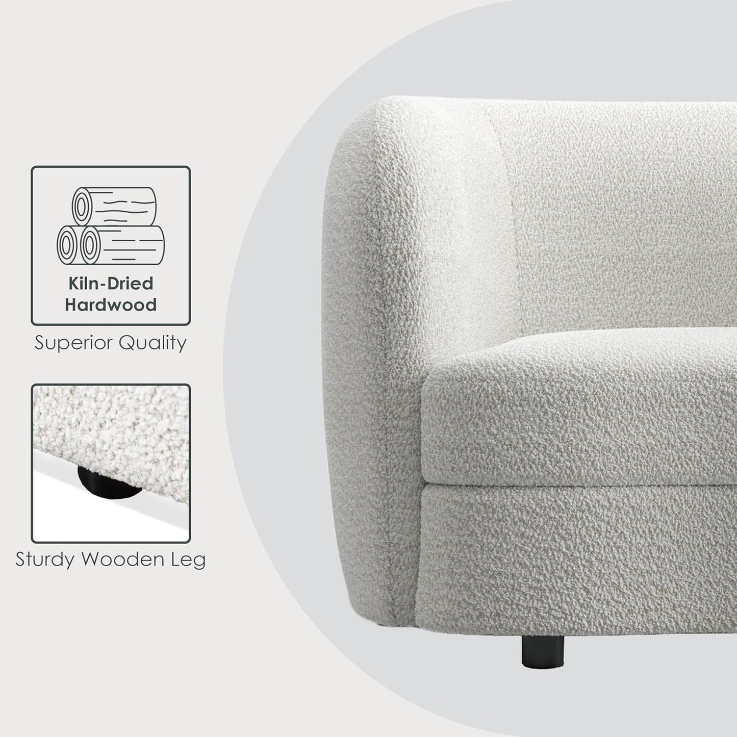 Nimiane Boucle 3 Piece Sofa Set Off White Modern Collection