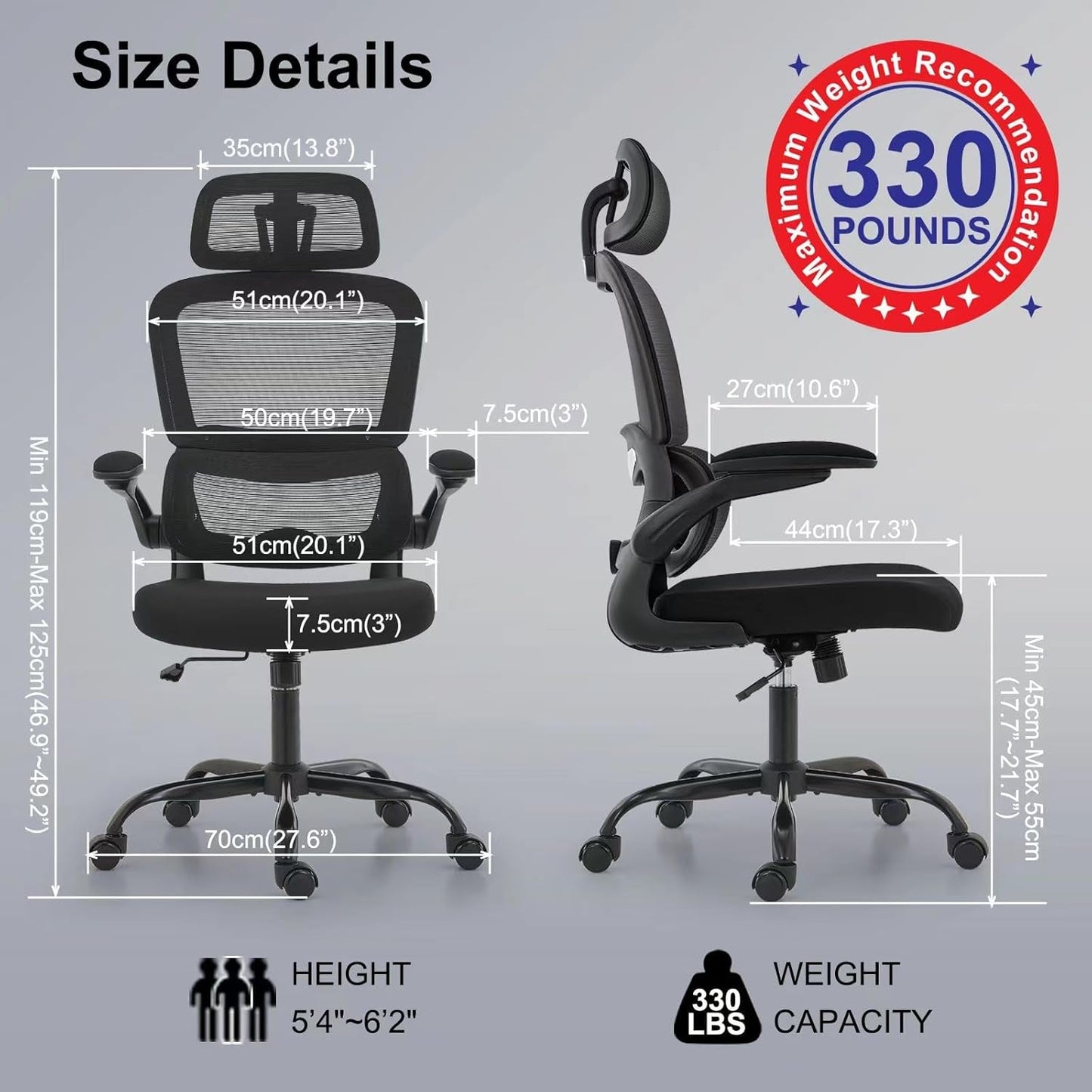 Ergonomic Black Office Chair High Back With Wheels