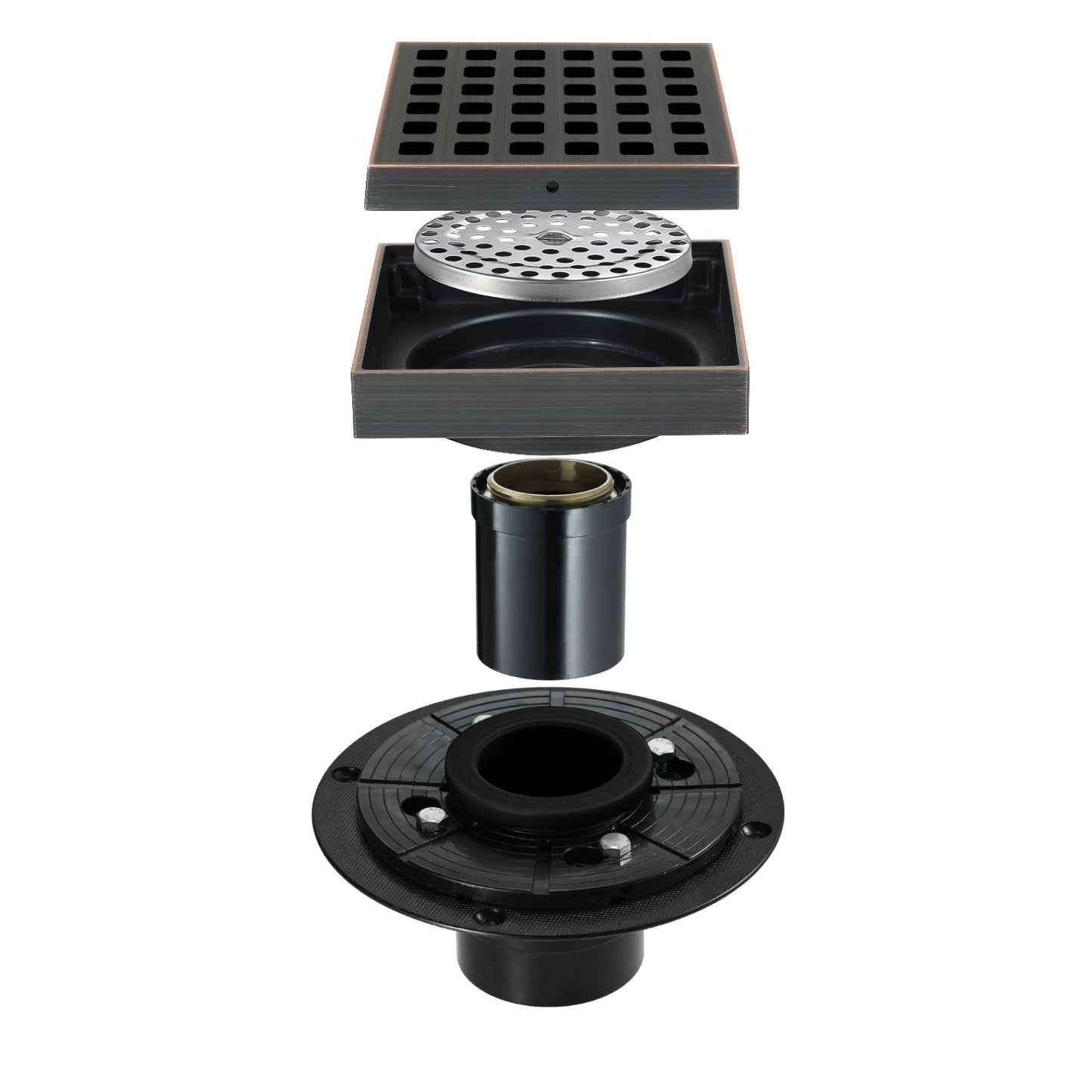 Oil rubbered bronze brass shower drain 4 or 8 inch  with ABS base