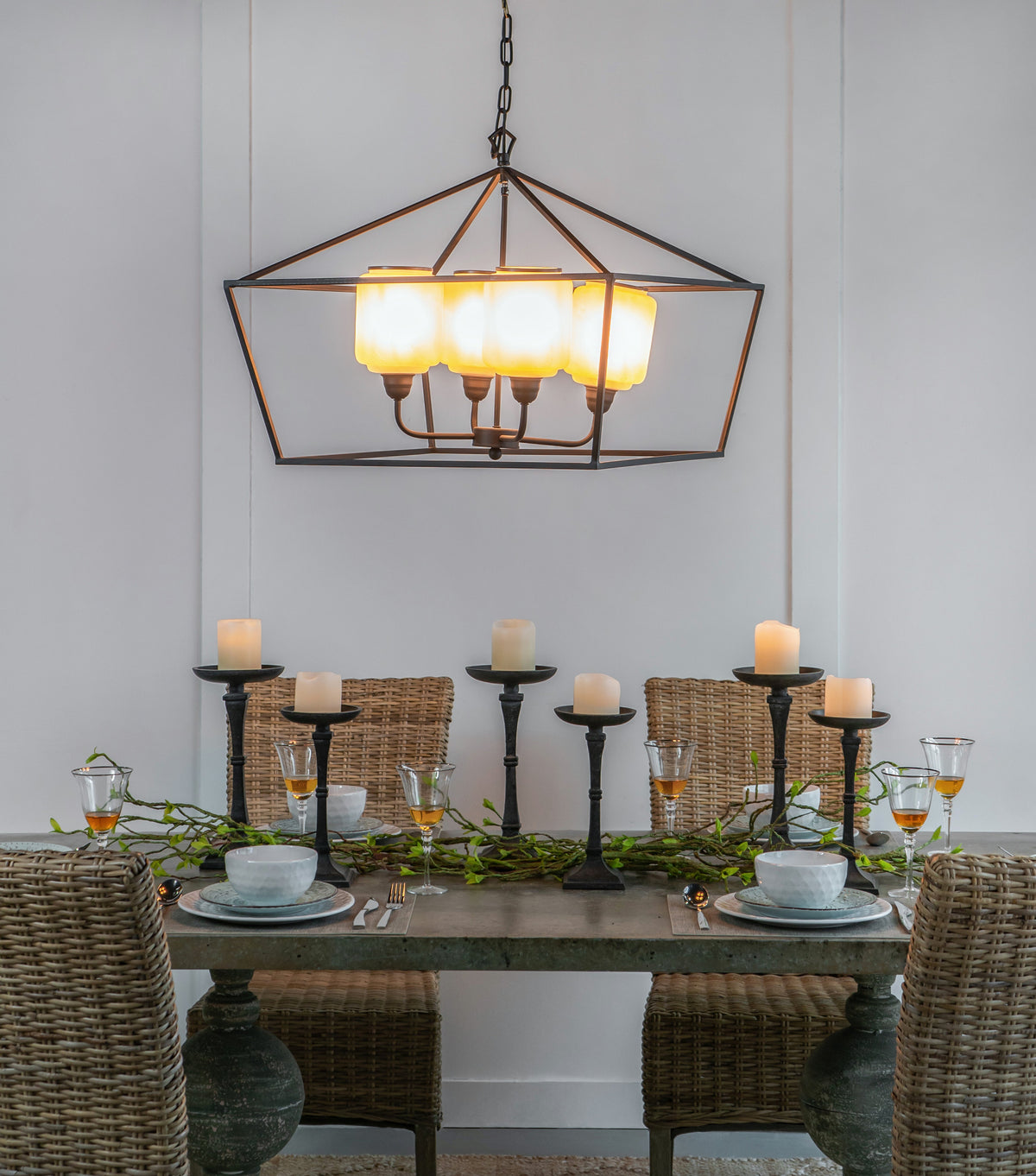 Sleek Industrial Iron Chandelier
